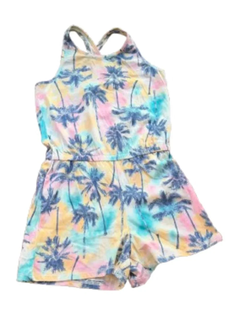 OLD NAVY Palm Tree Shorts Romper T Shirt Knit Size 8